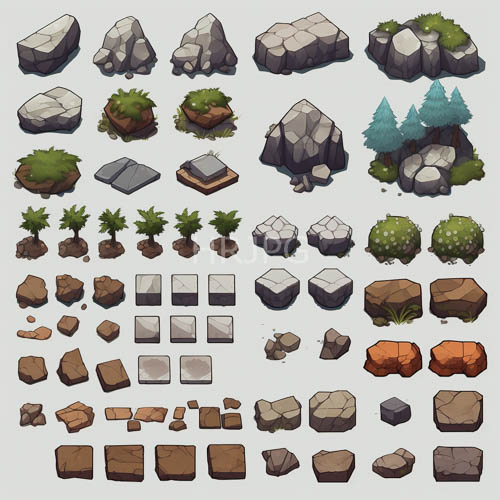 mountainous convergences of muted tones and weathered boulders