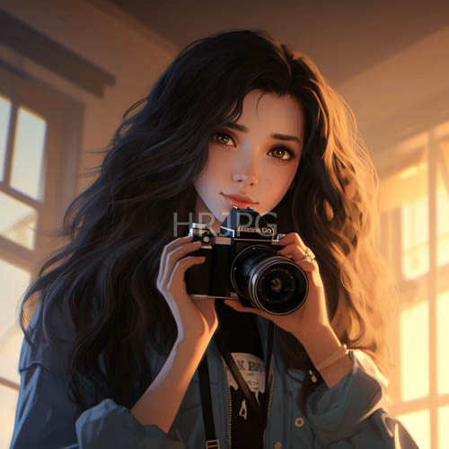 cascading waves of dark hair illustrate serene contours of asian womans face