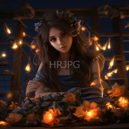 gently lit glowing eyes capture essence of dreamscape in serene blue fabric attire