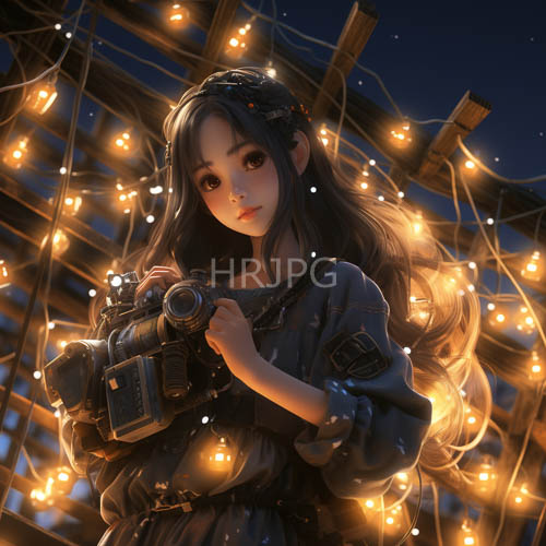 fairy lights dance across nocturnal wooden lattices and amber bokeh