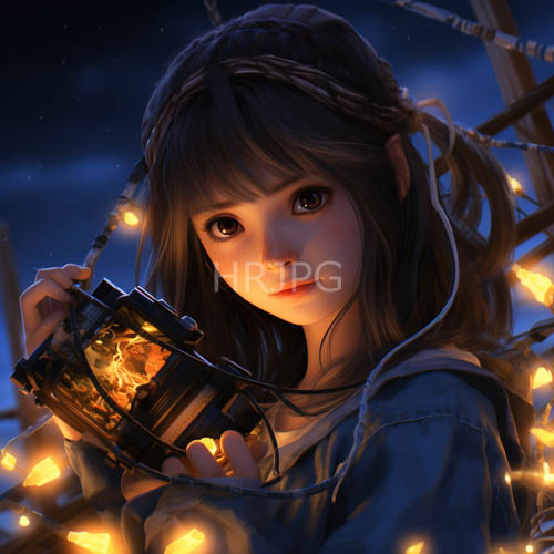 composition of a youthful figure in a starlit vast expanse with intricate headbands