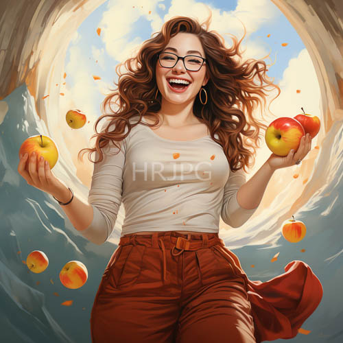 composition featuring a confident woman with spiraling curls and expressive features