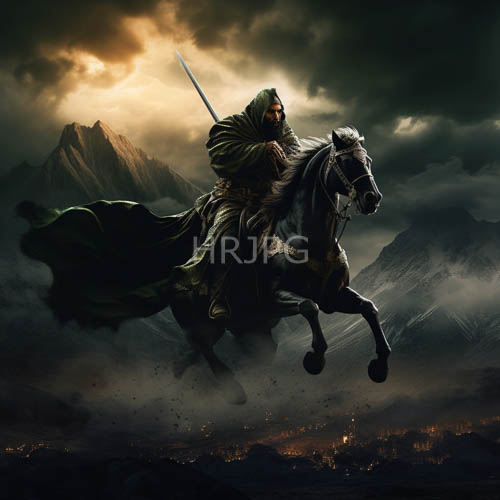 warriors emerge from tempestuous wilderness on powerful black steeds