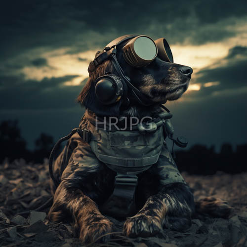 canine camouflage in desiccated landscape with amber foliage and dim light