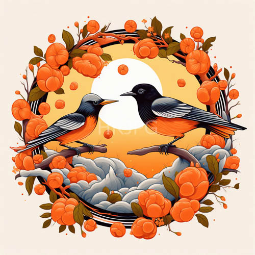 autumnal confrontation amidst weathered gray rocks and luminous orange berries