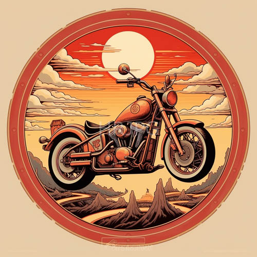 meticulous chrome accents dance on fading light over curves of classic vintage motorcycle