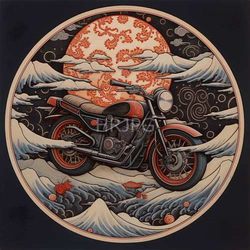 archive inspired motorcycle meets classic japanese art in mesmerizing contrast of obsidian crimson and chrome