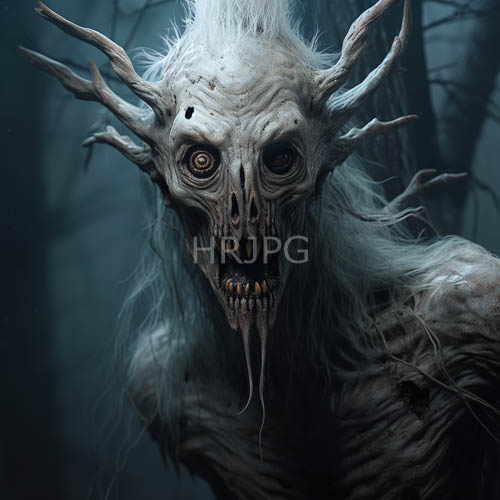 floating entity unfolds in midnight primeval forest of twisted silhouettes and luminous decrepitude