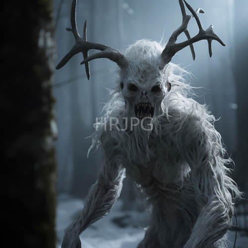 frostbitten woodland monstrosity commands frozen landscape with jagged antlers