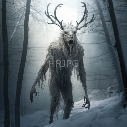 winter woodland specter commands frozen terrain with macabre anatomy