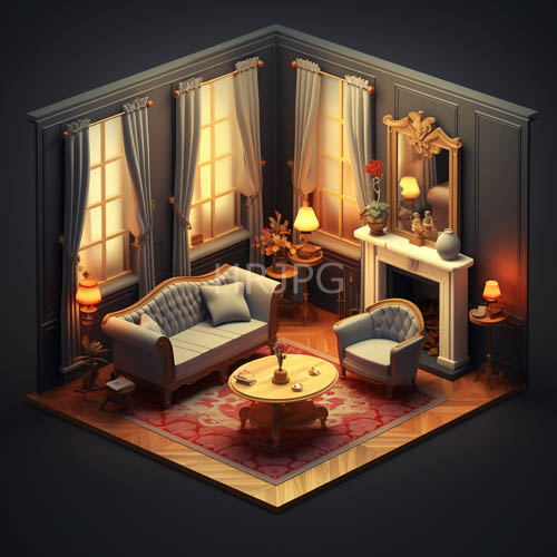 sophisticated living space with intricate crimson rug on polished wooden flooring in dimly lit room with rich textures