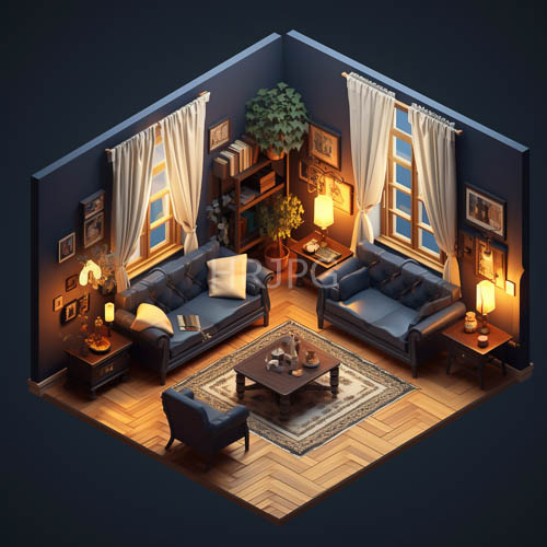 High Resolution: Navy Blue Interior Design Geometric Layout Parquet Flooring Earthy Contrast download. | HRJPG.com