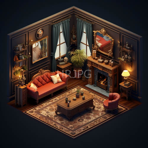 sophisticated setting emerge from deep lustrous wood paneling surrounding plush red velvet sofa