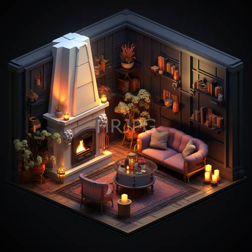 polished timber envelops a secluded cavernous retreat with flickering candlelight and deep wood tones