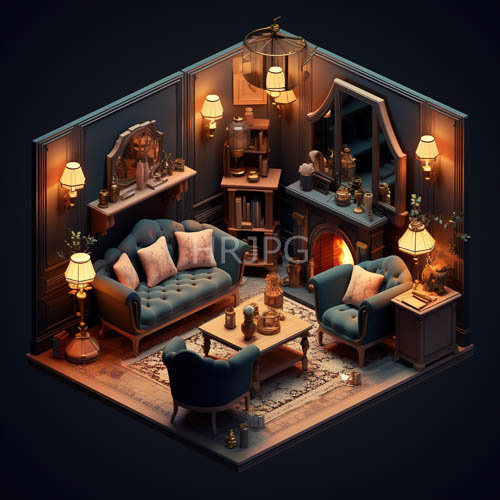 High Resolution: Victorianinspired sanctuary with tufted velvet and candlelight on wooden coffee table download. | HRJPG.com