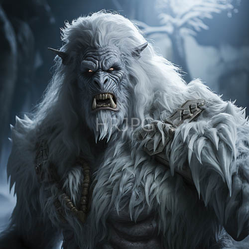 High Resolution: Orclike Titan Radiates Primal Power Amidst Thick Cloudlike Fur download. | HRJPG.com