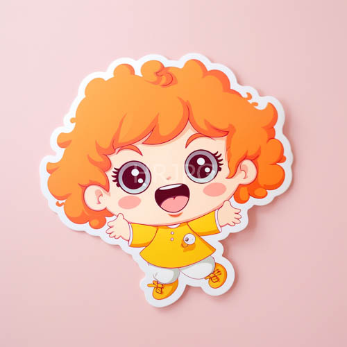 youthful exuberance embodied in oversized eyes shines against pale pink background