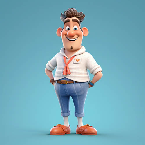 3d character commands attention with effortless selfassurance pose in modern cityscape