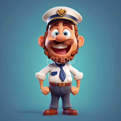 nautical leader embodied in luminous sailor cap and crisp maritime attire
