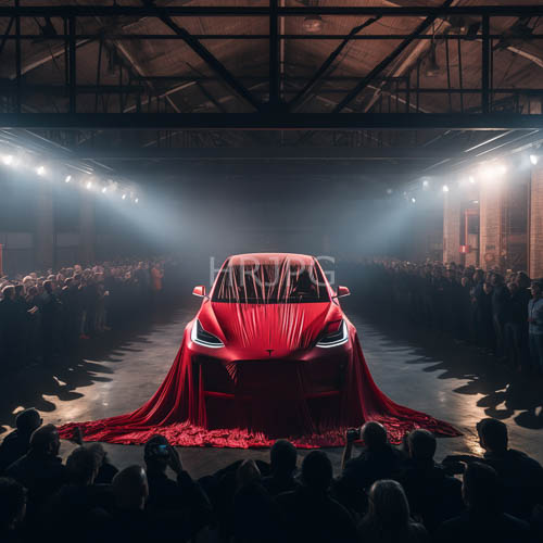 highperformance sports coupe unveiling in industrial warehouse setting with precision lighting