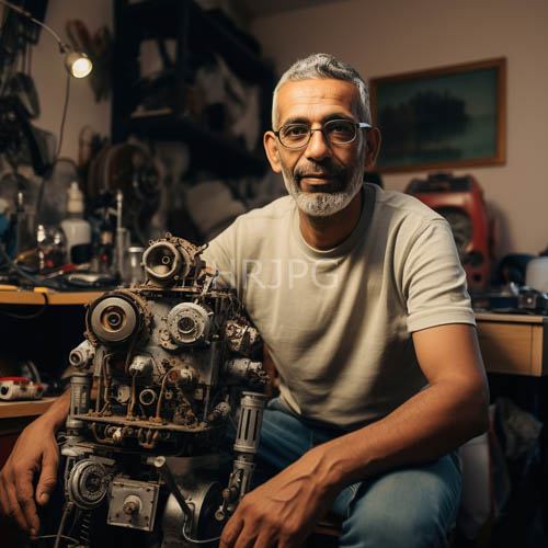 High Resolution: Tactile Workspace Illumination of an Older South Asian Gentlemans Dedicated Face download. | HRJPG.com