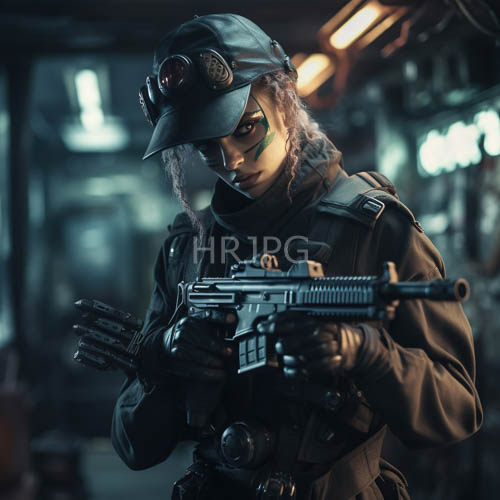 High Resolution: Tactical Operative Engulfed in Somber Industrial Atmosphere with MatteBlack Protective Gear download. | HRJPG.com