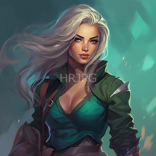 radiant green eyes pierce industrial edge with intensity amidst silken tresses