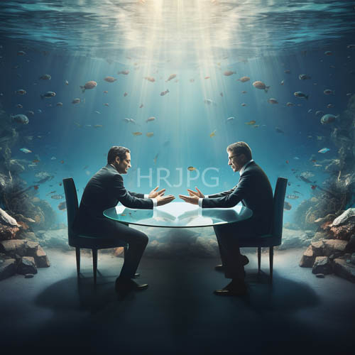 formal figures confront oceanic fracture and linear precision meets abyssal opulence in weightless expanse