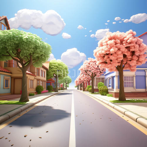 whimsical storybook charm fills suburban thoroughfare with architectural harmony and open spaces