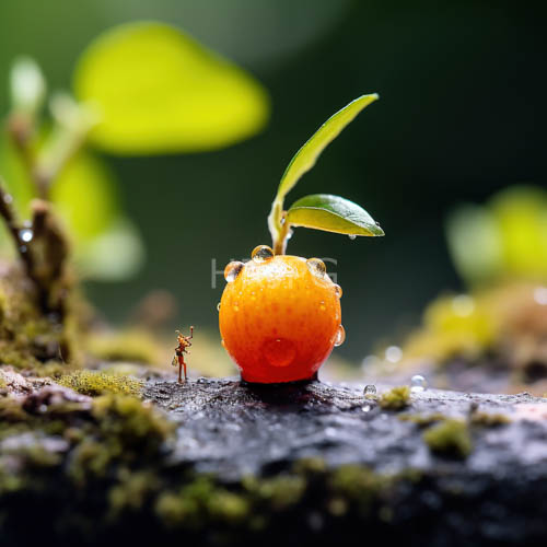 High Resolution: Mossdraped citrus fruit perched on log amidst forest floor textures download. | HRJPG.com