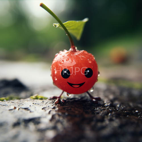 sky towering cherry characters stand on damp textured earth amidst lush foliage
