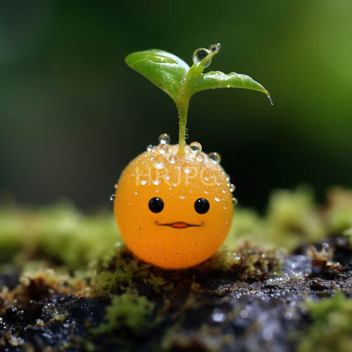 dense canopy filters light through to citrus sphere amidst forest floor