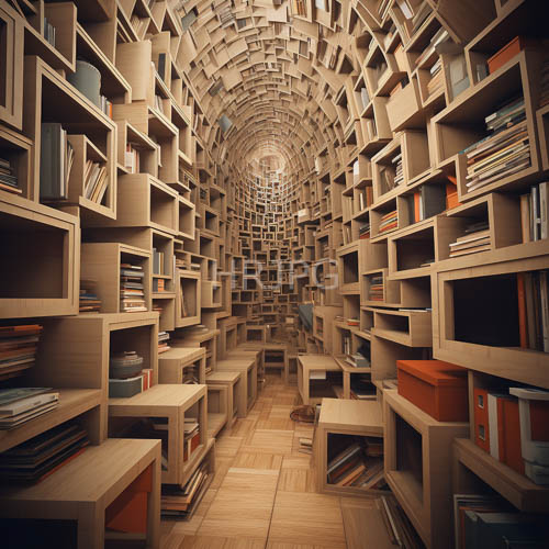 mahogany tiers stretch toward ethereal horizon of labyrinthine sanctuary