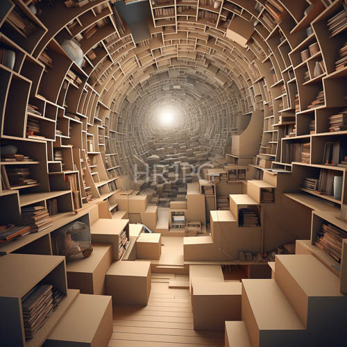 curved walls define labyrinthine repository of knowledge and informational precision