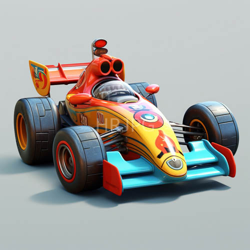 racing machine embodies aerodynamic precision through searing red and sunny yellow aesthetics