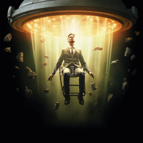 High Resolution: Formal attire meets cosmic surrealism in an Asian gentlemans spacetime encounter download. | HRJPG.com