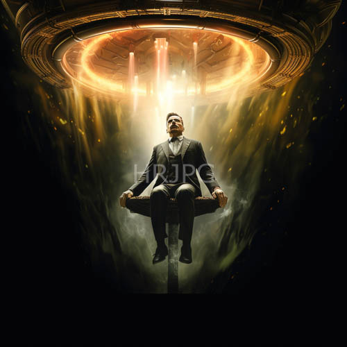 corporate elegance occupies abyssal void with unwavering control and ethereal mystery