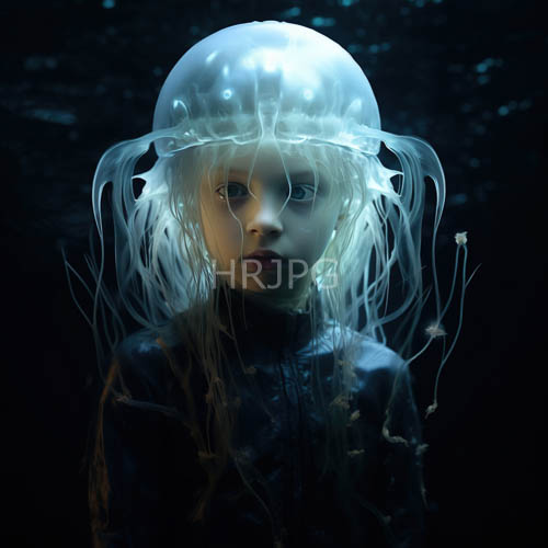 porcelainpale complexion amidst velvet blackness framed by cascading blonde locks in obsidian depths