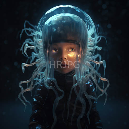 sublime tendrils drift across youths head in subterranean gloom illumination