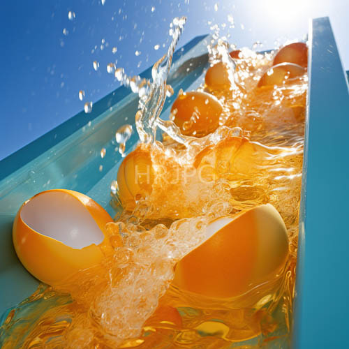 orange life preservers puncture crystalclear waters aquablue backdrop