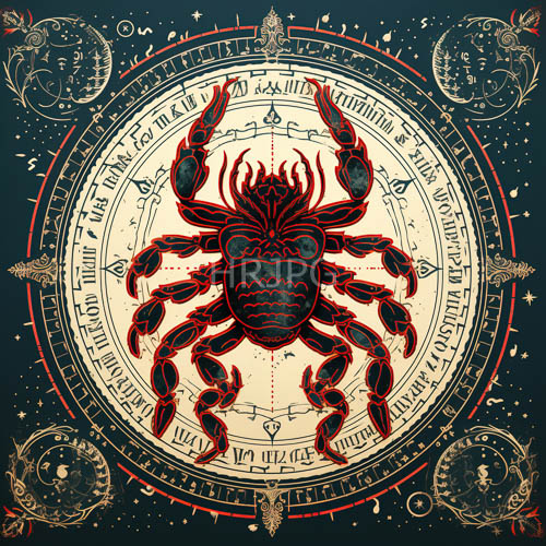 High Resolution: Converging Hues of Obsidian and Crimson in Composition with Segmented Exoskeleton and Astrological Rings download. | HRJPG.com