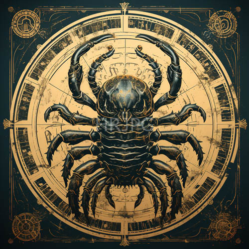 High Resolution: Formidable Arachnid Dominates Teal Atmosphere with Intricate Golden Accents download. | HRJPG.com