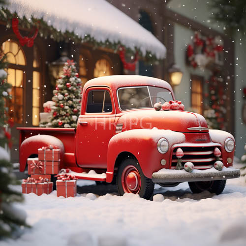 throwback pickup truck settles into winter slumber amidst crystalline frost and icy tones