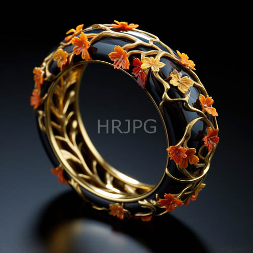 gold vine adornment winding across velvet black background