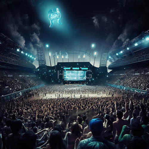High Resolution: Massive stadiums enveloped in pulsating canvas of silhouettes and shifting light download. | HRJPG.com