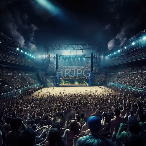electric rhythms ignite the arena with azure beams and stark white slices