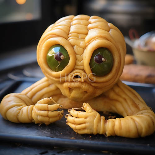 culinary artistry transforms xenomorph into chitinous exoskeleton sculpture