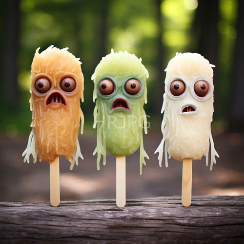 artisanal frozen treats midthaw present tactile textures and anthropomorphic countenances