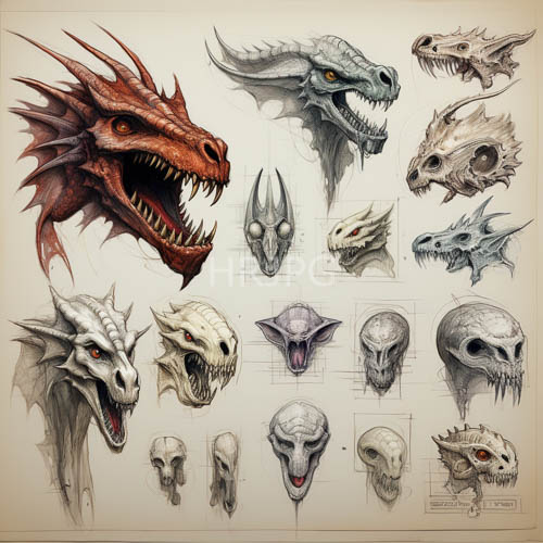 dragon and skull motifs converge in technical precision assembly of textures