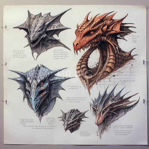 High Resolution: Reptilian Heads Emerge with Anatomical Complexity Against Stark White Backdrop download. | HRJPG.com